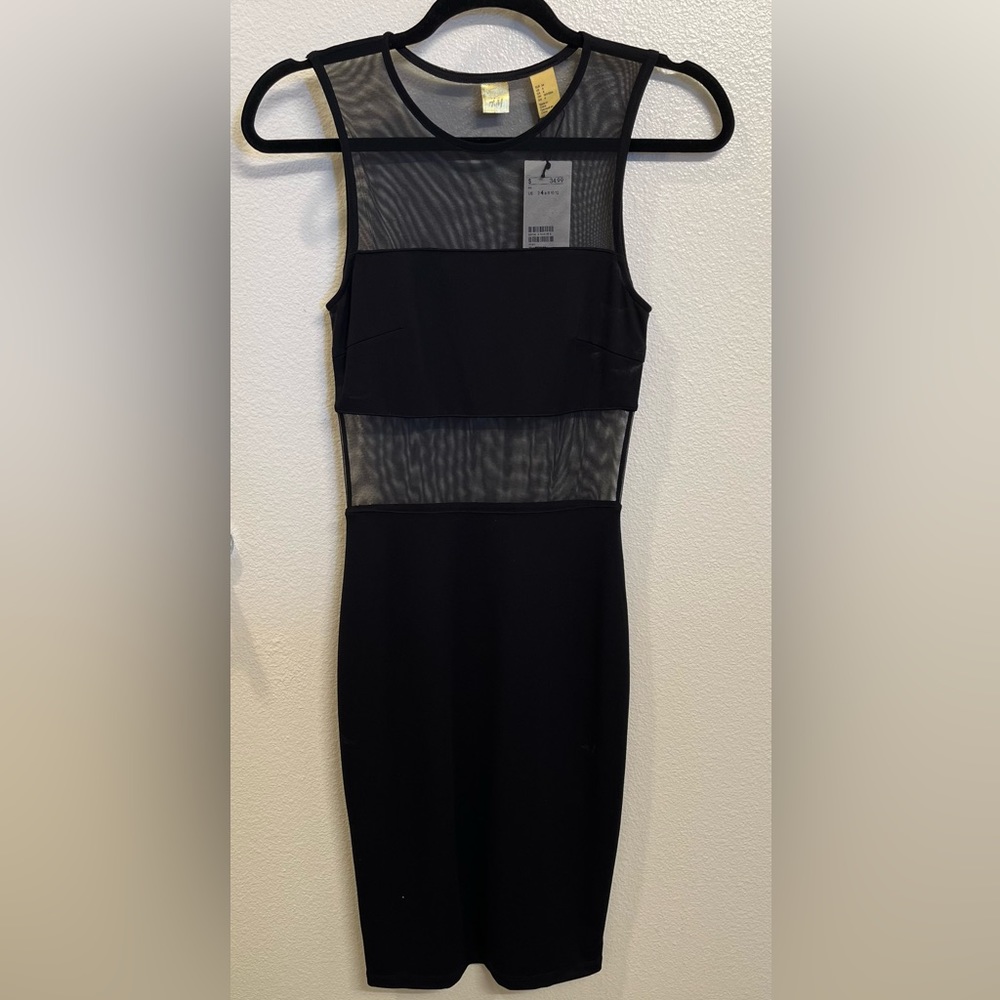 H&M black mesh midi dress